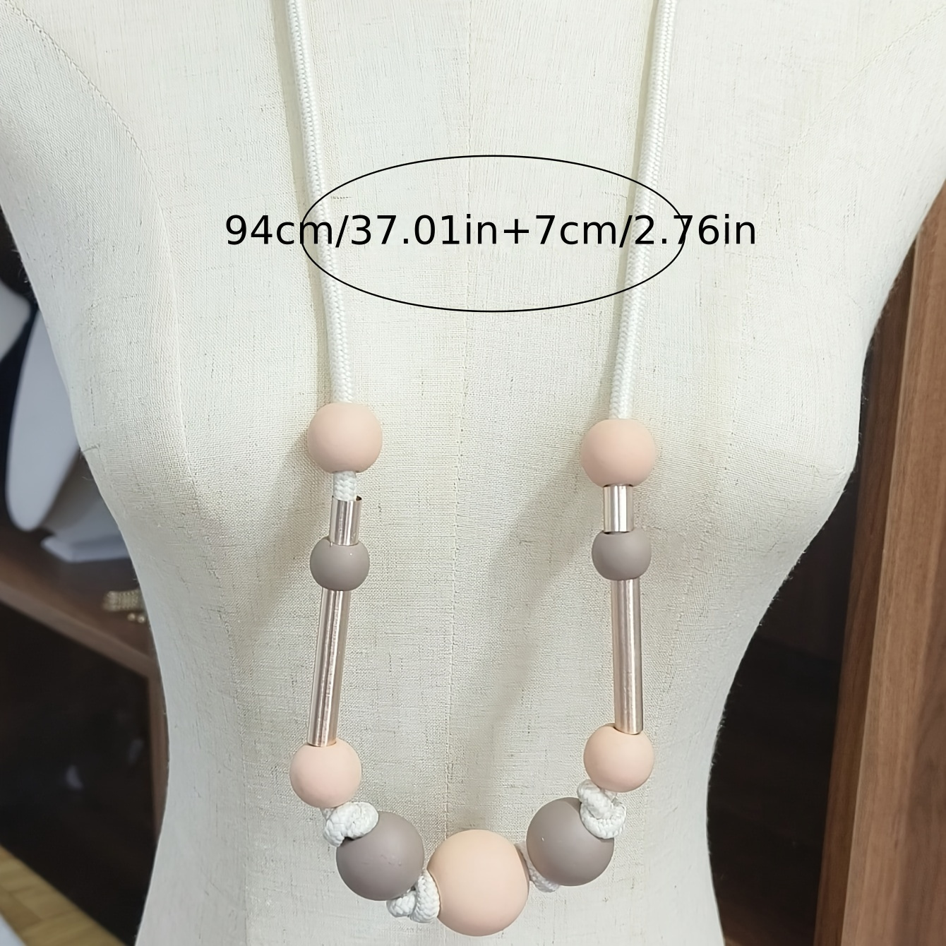 Boho Geometric Bead Necklace with Cord